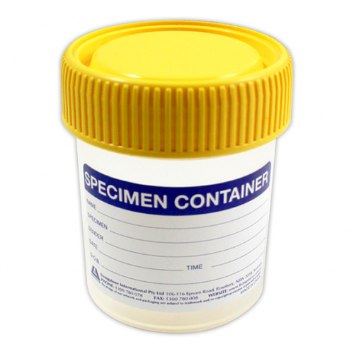 Specimen Sample Container, Urine Jar, 70ml, Clean, Flat Bottom, with